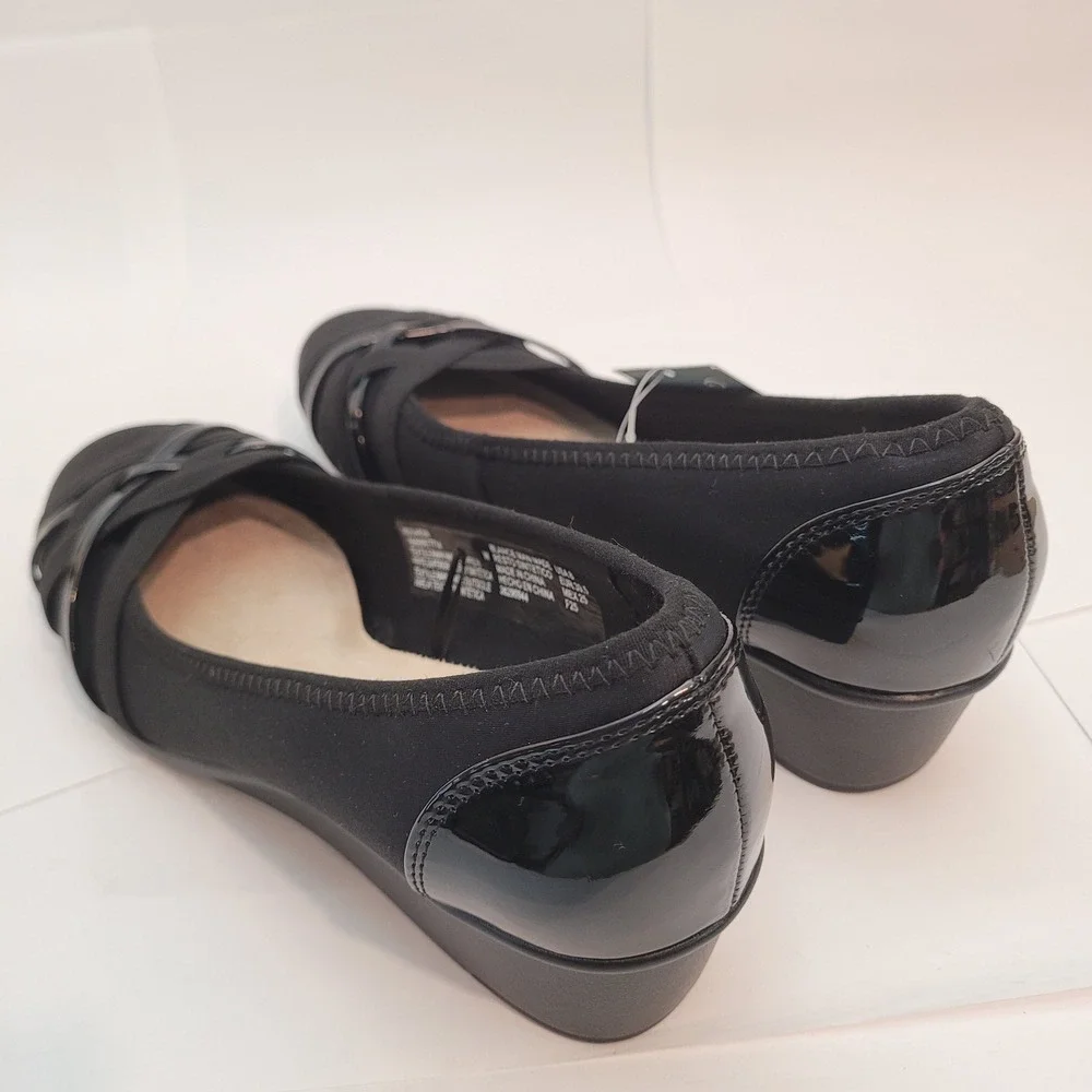 Mountain‎ Sole MS Ballet WW Women Black Low Wedge Wide Width Shoes 8W 674946354
